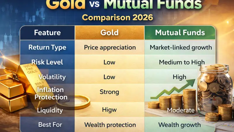 "gold vs mutual funds comparison 2026 usa"